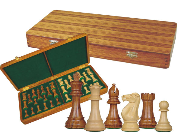 Imperial Staunton Chess Set Pieces 4" & Wooden Presentation Storage Box Golden Rosewood