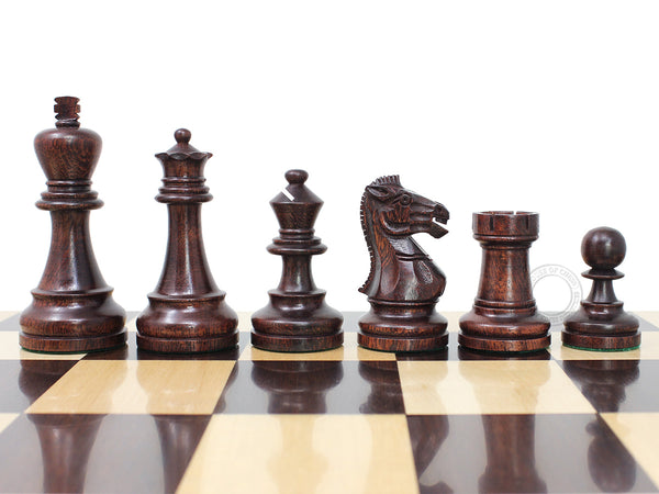 Grand Master Staunton Tournament Chess Set Pieces - King Size: 3-3/4" (Broad Base) + 2 Extra Queens - Ringy Rosewood / Boxwood