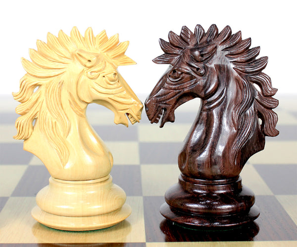 Rosewood/Boxwood Chess Set Pieces Encore Staunton 4.5" (114 mm) - Triple Weighted + 2 Extra Queens + Wooden Storage Box