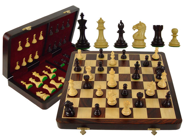 Fierce Knight Wooden Premier Chess Set Pieces 3" & 16" Folding Board/Box Acacia Wood / Maple