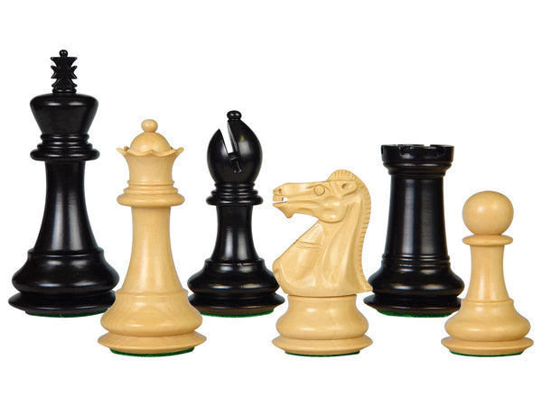 Wooden Tournament Chess Pieces Regal Staunton 3-3/4" Ebonized/Boxwood