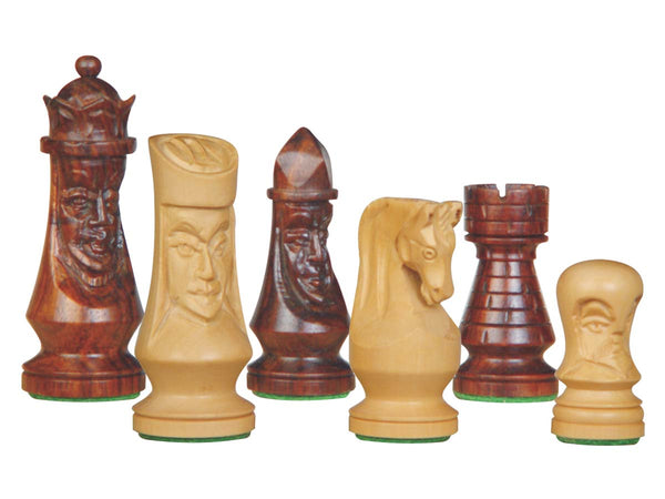 Medieval Design Wooden Weighted Theme Chess Pieces 3" Rosewood/Boxwood