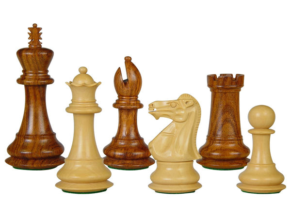 Wooden Tournament Chess Pieces Regal Staunton 3-3/4" Golden Rosewood/Boxwood