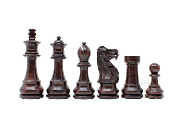 Wooden Unique Staunton Chess Pieces King Size 3-3/4" Ringy Rosewood/Boxwood