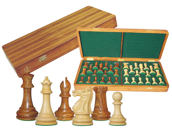 Monarch Staunton Chess Set Pieces 4" & Wooden Presentation Storage Box Golden Rosewood