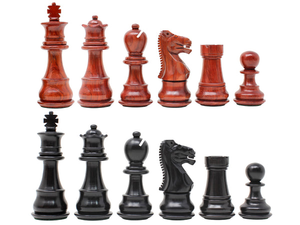 Galaxy Staunton Ebony / Blood Wood Chess Set Pieces King Height 3" - Triple Weighted + 2 Extra Queens