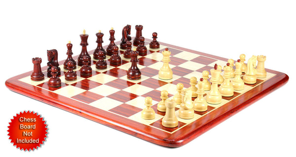 Bud Rosewood / Boxwood Chess Set Pieces Yugo (Zagreb) Staunton 4" (102 mm) + 2 Extra Queens - Triple Weighted + Wooden Storage Box