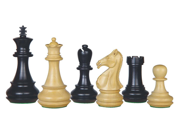 Ebony Wood Chess Set Pieces Royal King 4-1/4" + 2 Extra Queens