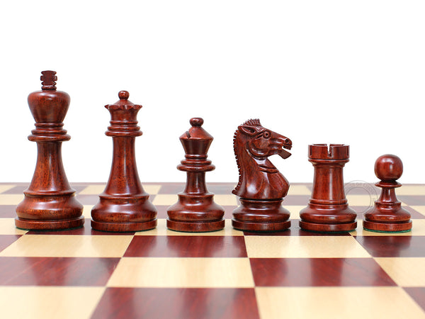 Grand Master Staunton Tournament Chess Set Pieces - King Size: 4" (Broad Base) + 2 Extra Queens - Blood Rosewood / Boxwood