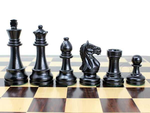 Popular Fierce Knight Staunton Tournament Chess Set Pieces - King Size: 4" + 2 Extra Queens - Ebonized / Boxwood
