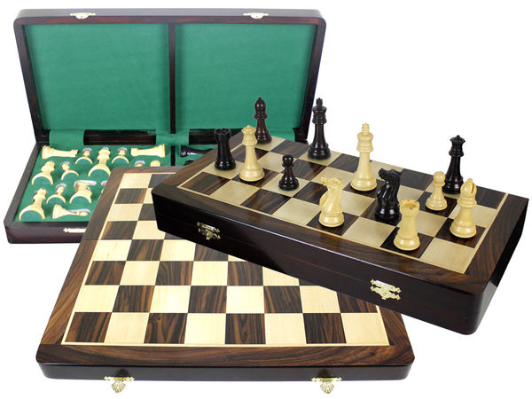 Premier Chess Set Board & Pieces Imperial Staunton King Size 4" with 20" Folding Board/Box Rosewood/Maple