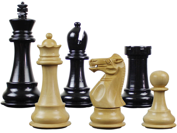 Wooden Tournament Chess Pieces Splendid Staunton 3-3/4" Ebonized/Boxwood