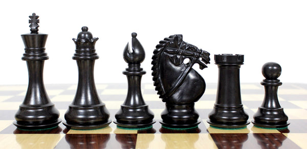 Ebony Wood / Boxwood Chess Set Pieces Rio Staunton 4.0" (102 mm) - 2 Extra Queens - Triple Weighted