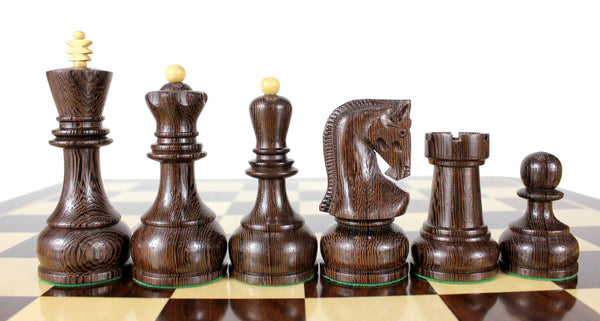 Wenge Wood / Boxwood Chess Set Pieces Yugo (Zagreb) Staunton 4" (102 mm) + 2 Extra Queens + Wooden Storage Box