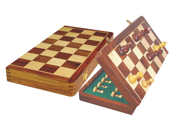 Tournament Magnetic Chess Set Folding Chessboard 18" Golden Rosewood/Maple King Size 3-1/2"