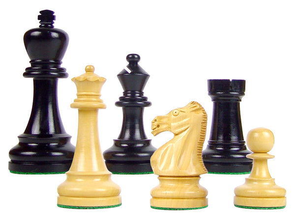 Wood Chess Set Pieces Broad Base Staunton King Size 3-3/4" Ebony/Boxwood
