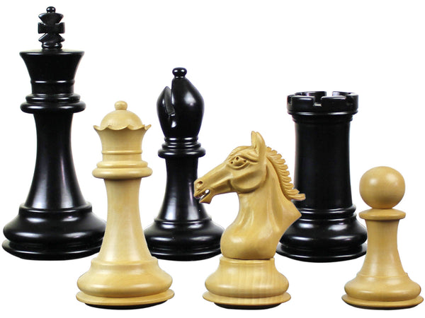 Derby Knight Staunton Premier Chess Set Pieces King Size 4" Ebonized/Boxwood