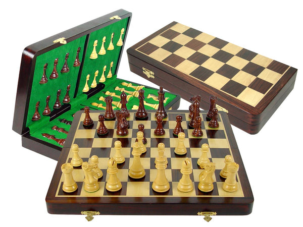 Tournament Chess Set Board & Pieces Imperial Staunton King Size 4" with 18" Folding Board/Box Rosewood/Maple
