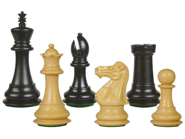 Wooden Tournament Chess Pieces Regal Staunton 3-3/4" Ebony/Boxwood