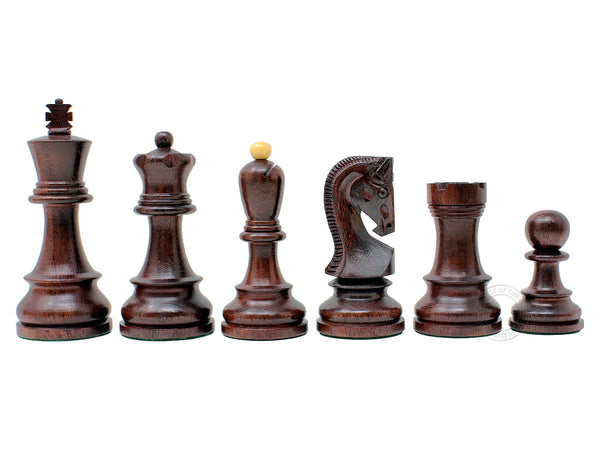 Ringy Rosewood / Boxwood Chess Set Pieces Yugo (Zagreb) Staunton 3.75" (95 mm) + 2 Extra Queens - Double Weighted