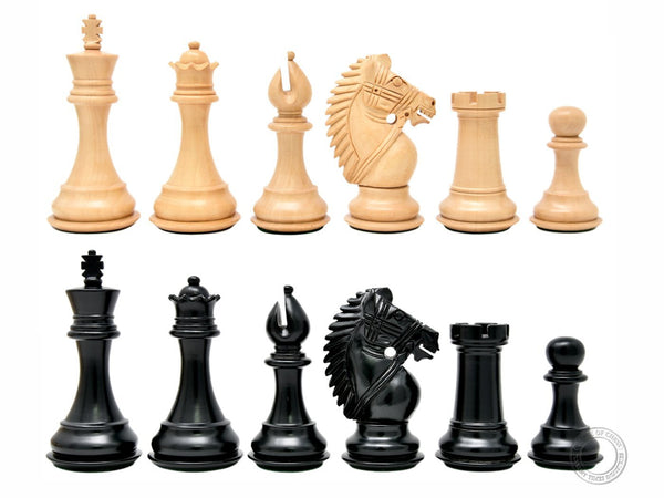 Ebonized / Boxwood Chess Set Pieces Rio Staunton 4" (102 mm) - 2 Extra Queens - Triple Weighted
