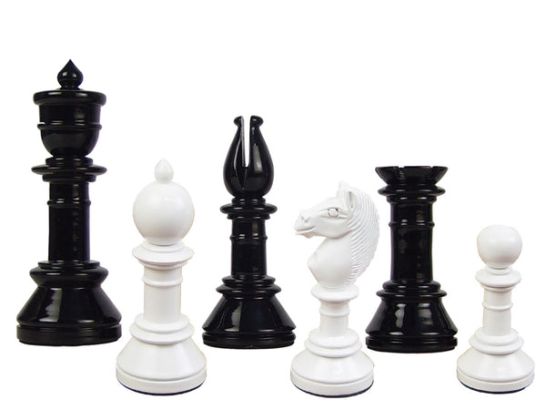 Edinburgh Upright Antique Reproduction Chess Set Pieces 4-3/8" Black/Ivory Colored