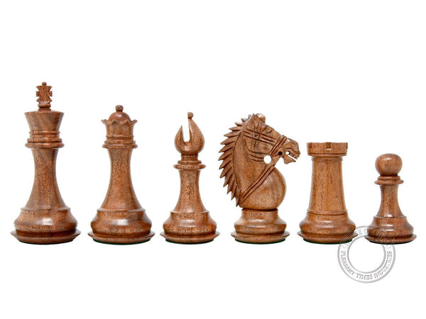 Ringy Rosewood (Acacia Rhodoxylon) / Boxwood Chess Pieces Rio Staunton - King Height 4" (102 mm) - 2 Extra Queens - Triple Weighted