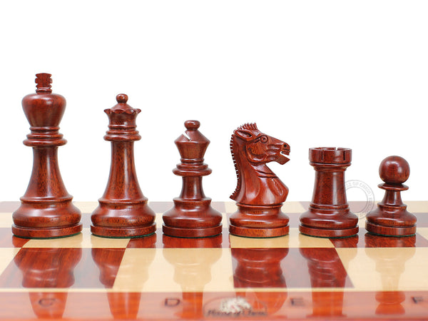 Grand Master Staunton Tournament Chess Set Pieces - King Size: 3-3/4" (Broad Base) + 2 Extra Queens - Blood Rosewood / Ebonized