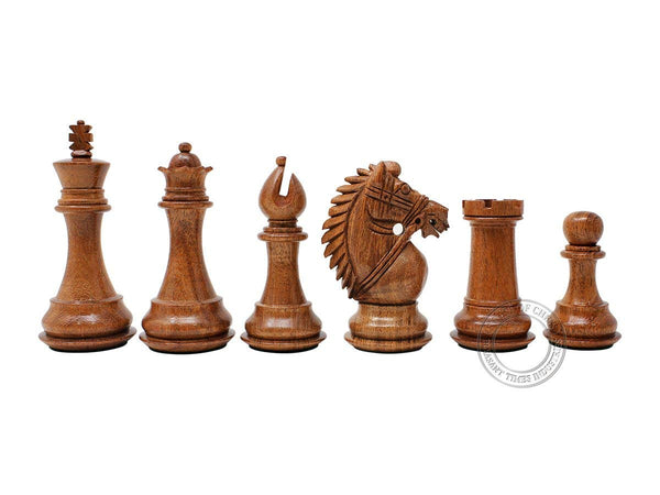 Ringy Rosewood (Acacia Rhodoxylon) / Boxwood Chess Pieces Rio Staunton - King Height 3.75" (95 mm) - 2 Extra Queens - Triple Weighted