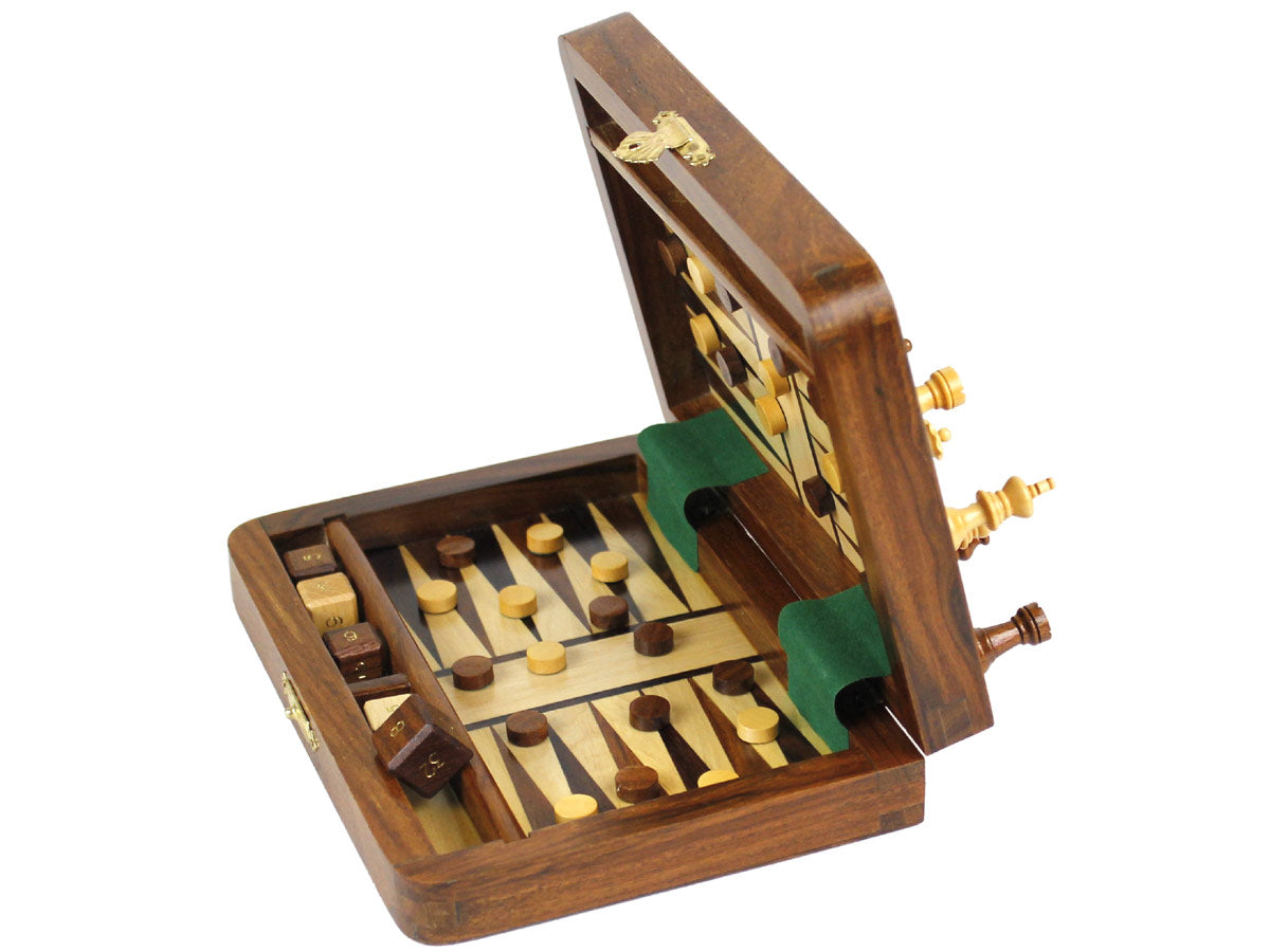 Folding Travel Magnetic Chess Set & Backgammon Combo 7