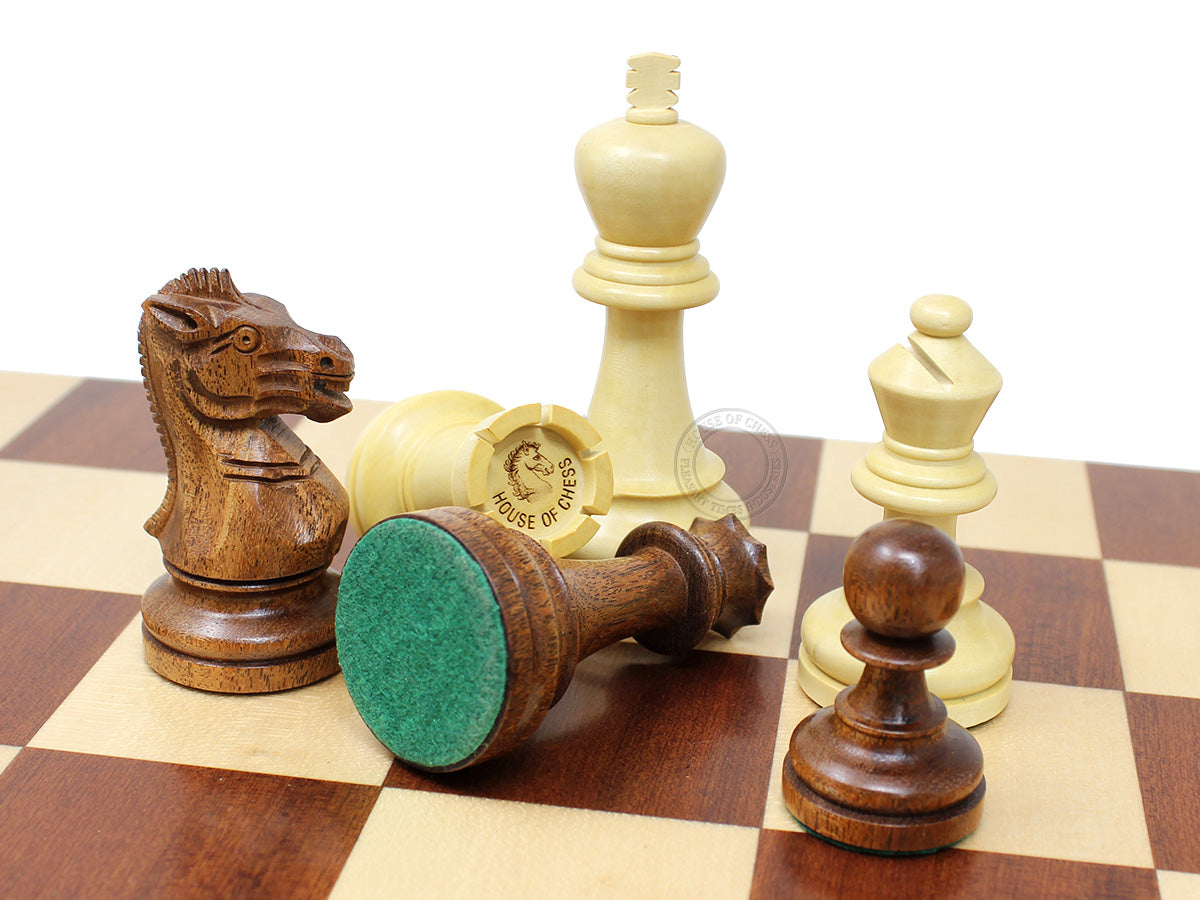 House Of Chess Grand Master Staunton Schachfiguren – King Size 9,5 Cm Aus Akazienholz/Buchsbaum, Mit 2 Extra-Königinnen