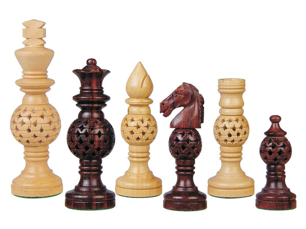 Globe Design Artistic Wood Chess Set Pieces Rosewood/Boxwood 4-1/4"