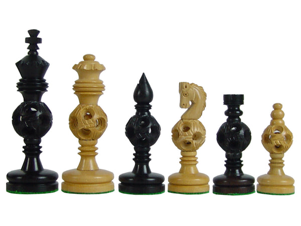 Magic Balls Wooden Artistic Chess Pieces Ebony/Boxwood 4"