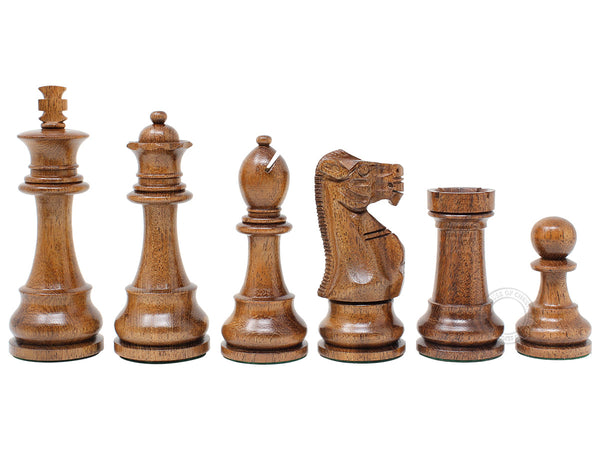 Tournament Chess Set Pieces Unique Staunton King Size: 3.75" in Golden Acacia Wood / Boxwood