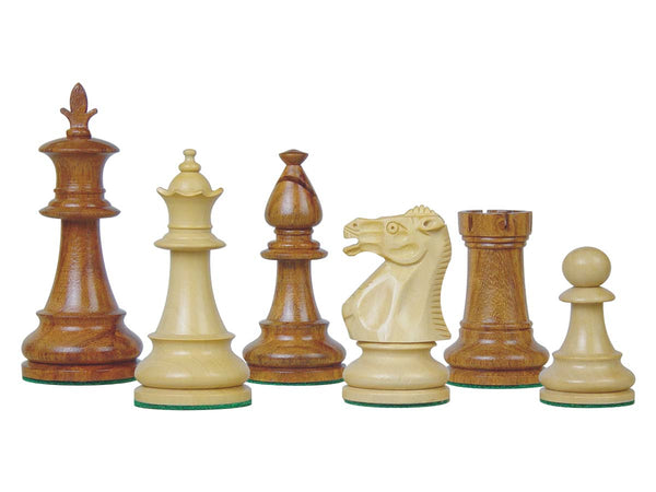 Victorian Staunton Wooden Chess Pieces Golden Rosewood/Boxwood 3-3/4"