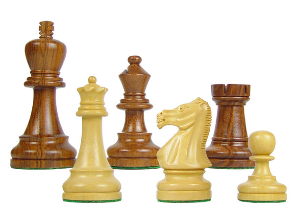 Wood Chess Set Pieces Broad Base Staunton King Size 3-3/4" Golden Rosewood/Boxwood