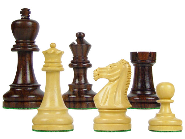 Wood Chess Set Pieces Broad Base Staunton King Size 3-3/4" Rosewood/Boxwood