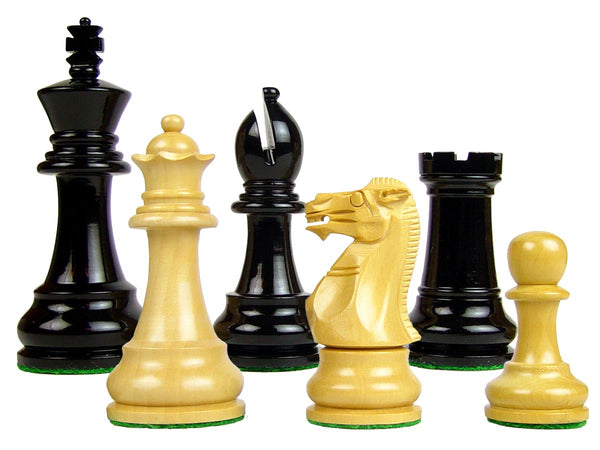 Monarch Staunton Wooden Tournament Chess Pieces King Size 3-3/4" Ebonized/Boxwood