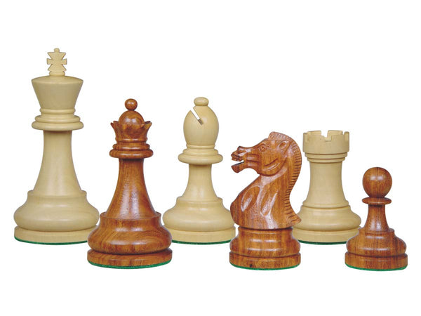 Sovereign Staunton Wood Chess Pieces Golden Rosewood/Boxwood 4"