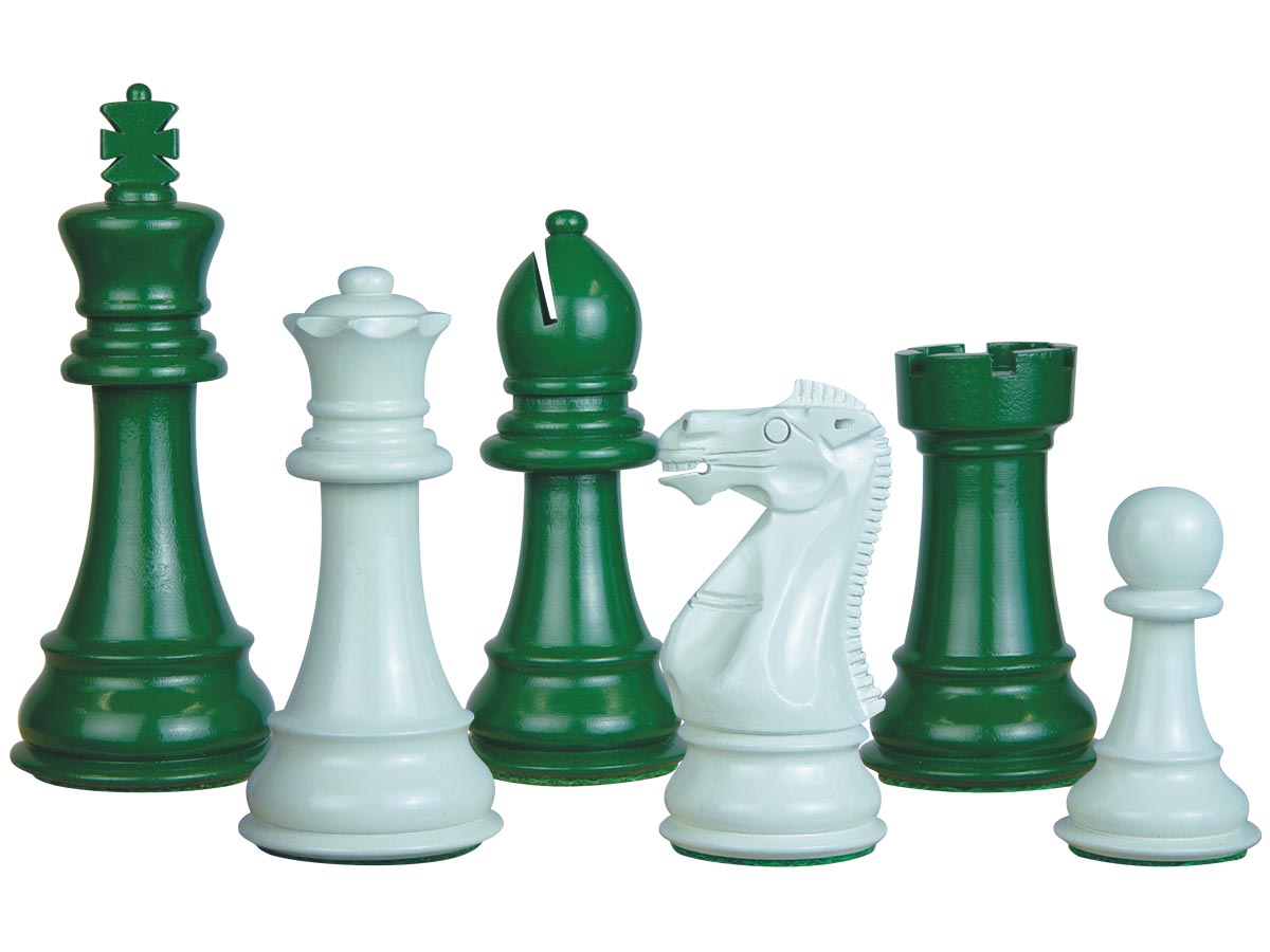 Perfect Tournament Chess Set Pieces Imperial Staunton Green/Ivory Lacq ...