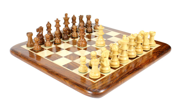 Golden Rosewood/Boxwood Unique Staunton Wooden Chess Set Pieces King size 3" - Double Weighted