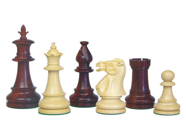 Victorian Staunton Wooden Chess Pieces Rosewood/Boxwood 3-3/4"